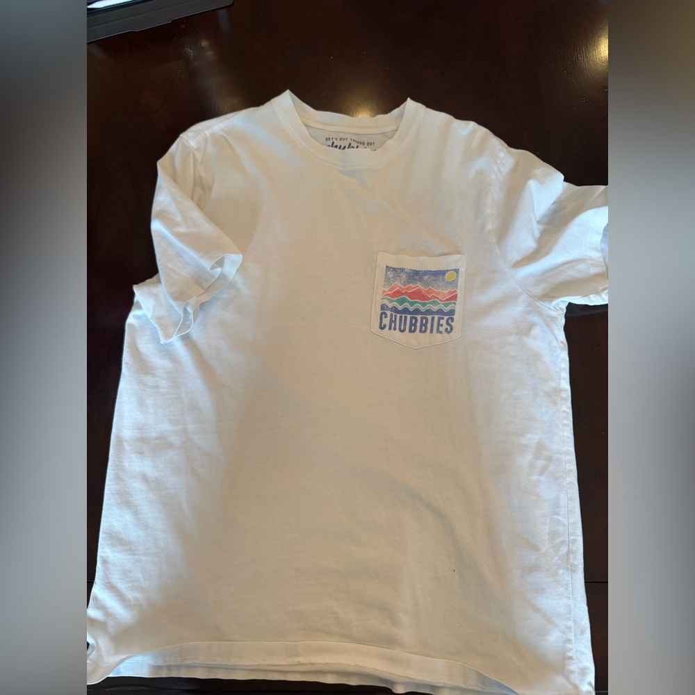 Chubbies White Tee with Blue Logo Print